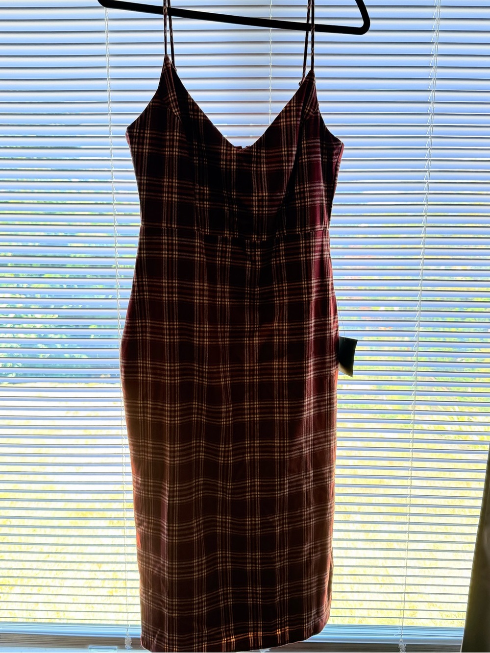 NWT Lulu's Red Plaid Midi Slip Dress Size Medium